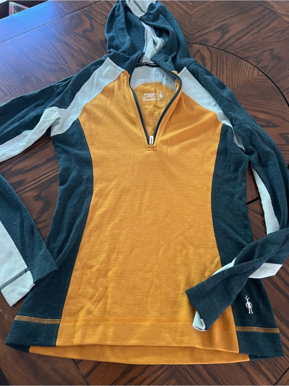 Smartwool Merino 250 Women’s M Hooded 1/4 Zip Long Sleeve Colorblock Top # 521